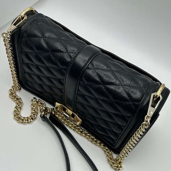 Rebecca Minkoff LOVE Crossbody Black Leather Diamond Quilt EUC - Picture 13 of 14